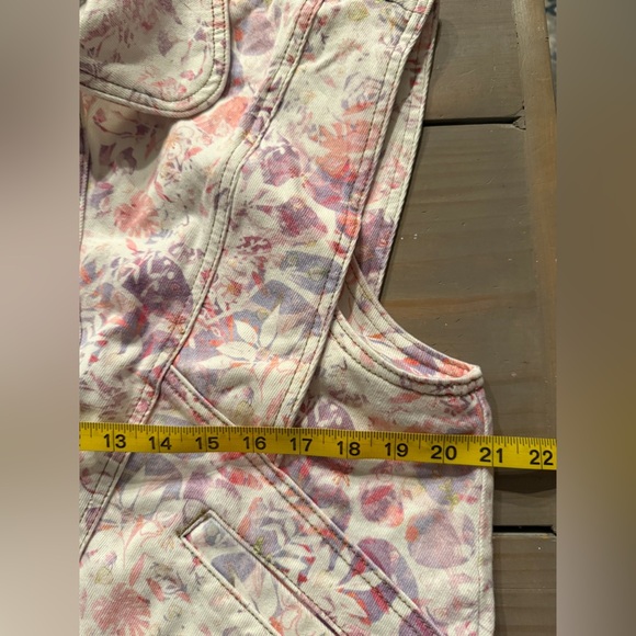 Driftwood Anthropologie Pastel Floral Denim Sleeveless Sweet Romeo Vest Medium - Picture 6 of 7
